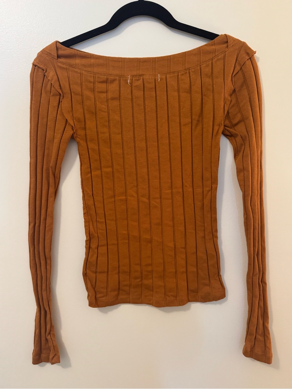 Free People Ribbed Off-Shoulder Long Sleeve Top - Rust - Picture 2 of 2